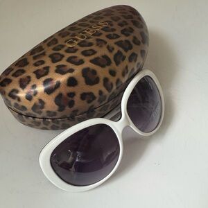 Guess Leopard Print Oversized White Sunglasses